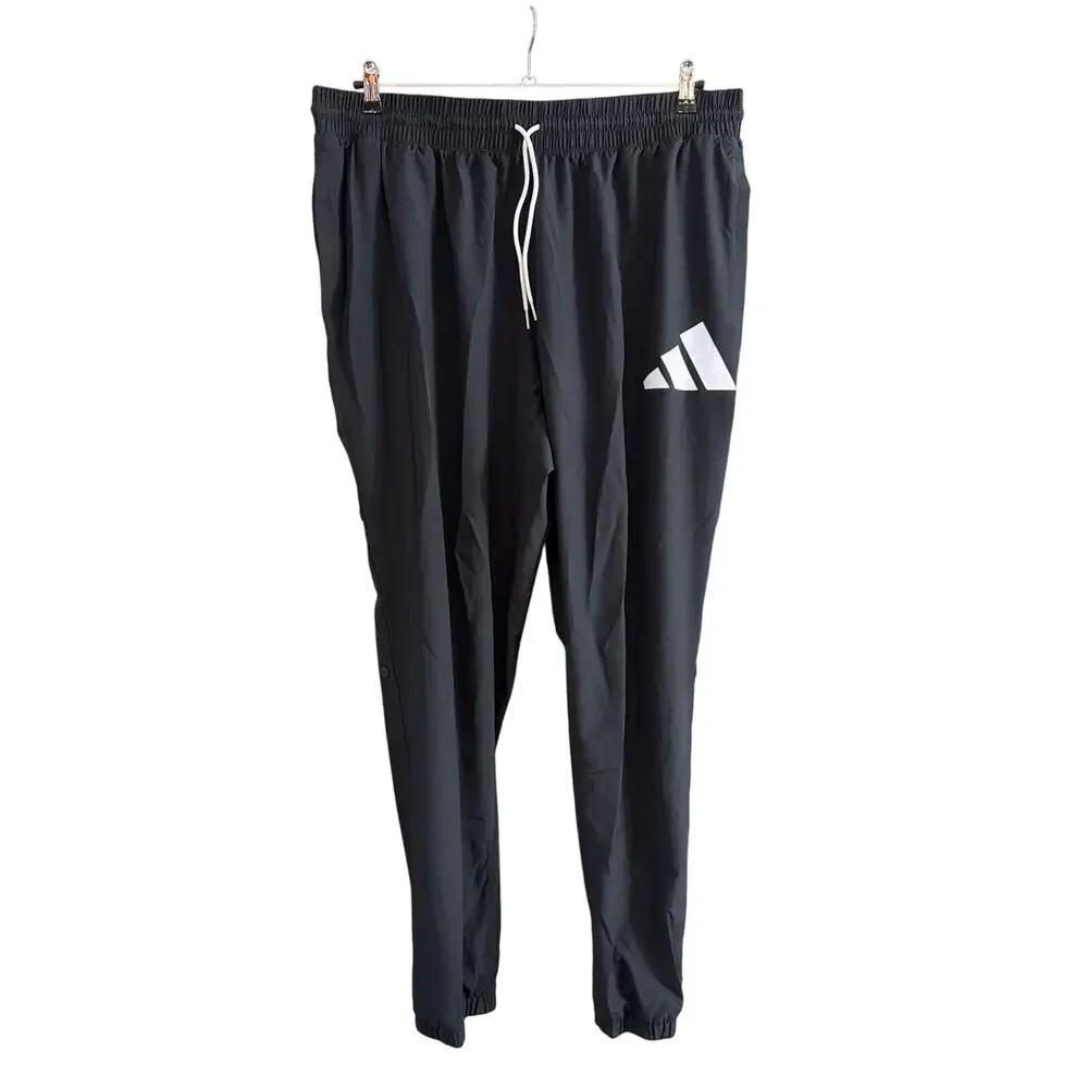 Adidas Men's Aeroready Basketball Pants Snap Black White Size 2XL 2X New